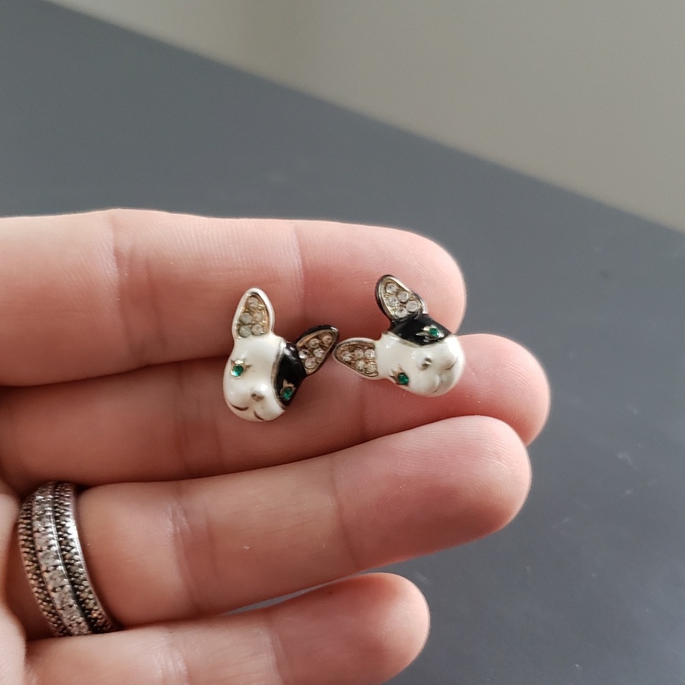 Vintage Betsey Johnson Boston Terrier earrings